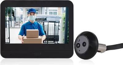 Zdjęcie produktu dla Wideodomofon WiFi do płaskiej kamery z wizjerem 4,3-calowy kolorowy ekran Smart Ty App 1080p wykrywanie ruchu PIR alarm nocny wyświetlacz 2-kierunkowy domofon 120� szerokokątny akumulator 5000mAh