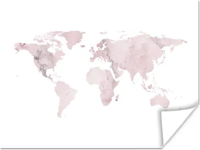 Produktbild von MuchoWow® Poster Weltkarte - Rosa - Marmor 120x90 cm - Wandbild