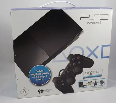 Produktbild von Sony PlayStation 2 Slimline Konsole Singstar Bundle Schwarz PS2 in
