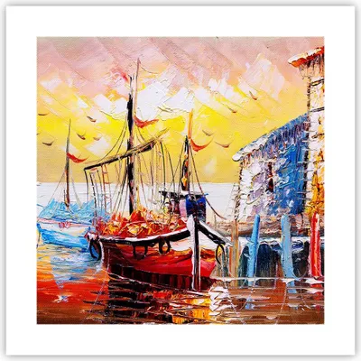 Produktbild von Poster - Poster ohne Rahmen - Boot Segel Meer - 40x40 cm - Wand Bild - Wanddeko - Wandbilder - Kunstposter - Wandposter - Bilder - Kunstdruck - Wanddekoration - Wandbild - P2XAC40x40-3435