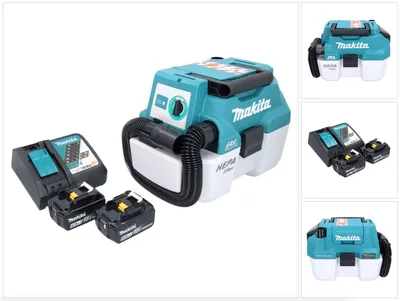 Produktbild von Makita DVC 750 LRG Akku Staubsauger LXT 18 V 67 mbar 7,5 l Brushless + 2x Akku 6,0 Ah + Ladegerät