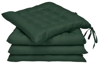 Produktbild von Beautissu 4er Set Stuhlkissen 40x40 mit Bändern Lea, Dunkelgrün