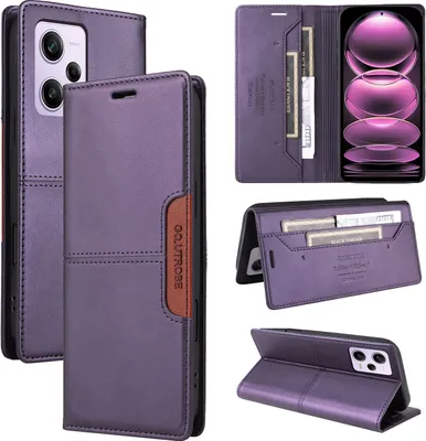 Obrázek produktu pro Pouzdro pro Xiaomi Redmi Note 12 Pro 5G/Poco X5 Pro, kožené flipové peněženkové pouzdro s přihrádkou na karty a stojánkem Fialová