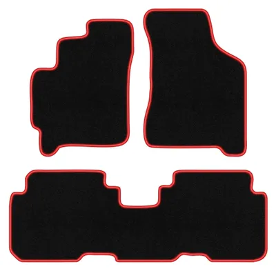 Immagine prodotto di Tappetini in moquette per Kia Carens I 1999-2006 (monovolume) – set 4 pezzi, nero/rosso, su misura – Wielganizator CARLUX