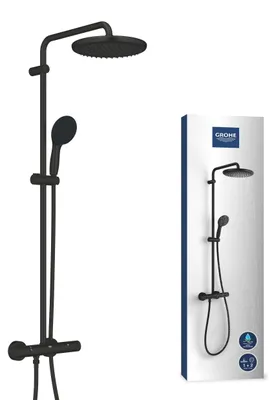 Douchesystem Vitalio 250, rund, matt schwarz, wassersparend