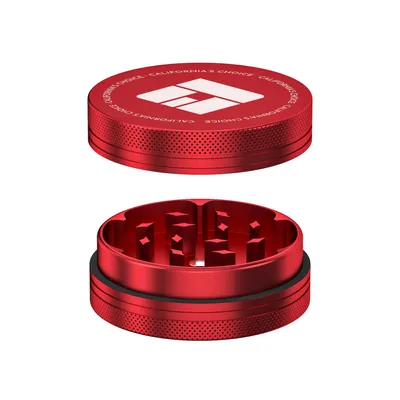 Produktbild von California's Choice 2-Teiliger Aluminium Grinder Compton Rot Ø 50 mm | Kräutermühle mit Diamantförmigen-Mahlzähnen und Magnetverschluss