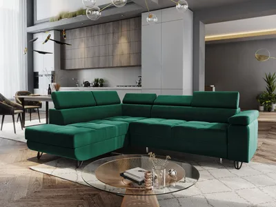 Produktbild von FURMEB24 ECKSOFA CAPRI mit Schlaffunktion links 249x184 cm grün