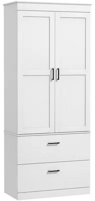 Produktbild von Kš¹chenschrank, Sideboard, Aufbewahrungseinheit mit Schrank, 2 Schubladen und verstellbaren Einlegeb?den, cremefarben