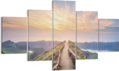 Produktbild von Bild auf Leinwand - Leinwandbild - 5 Teile - Trail Berg Azoren - 125x70cm - Wand Bild - Wanddeko - Wandbilder - Leinwanddruck - Bilder - Wanddekoration - Leinwand bilder - Wandbild - EA125x70-4333