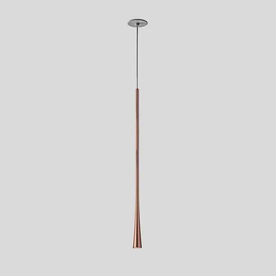 Imagen del producto de Lámpara colgante LED Dafne S/G, 7W, 3000K, índice de reproducción cromática (CRI) >90, en aluminio con acabado de cobre y roseta de techo negra - Gealuce