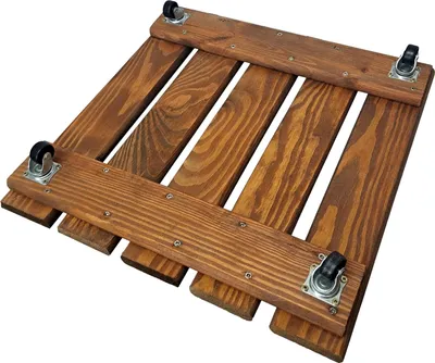 Produktbild von HolzGarden Pflanzenroller 40x40 cm aus Holz, Blumentopf Untersetzer mit 4 Rollen, imprägniert, Farbe Teak