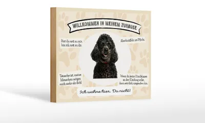 Produktbild von Holzschild Spruch 18x12 cm Tiere Pudel willkommen Zuhause Dekoration