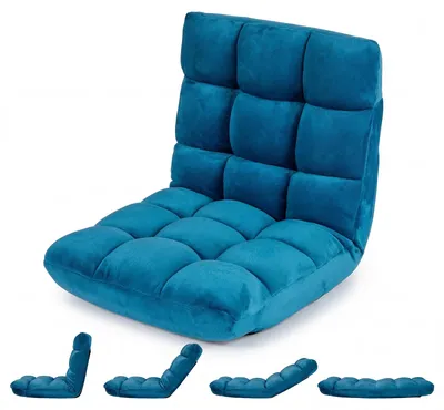 Image de Fauteuil de sol COSTWAY avec dossier, fauteuil de sol, coussin de sol, chaise de méditation, fauteuil relax, coussin de soutien lombaire, idéal pour les loisirs, la méditation et le yoga (bleu paon)