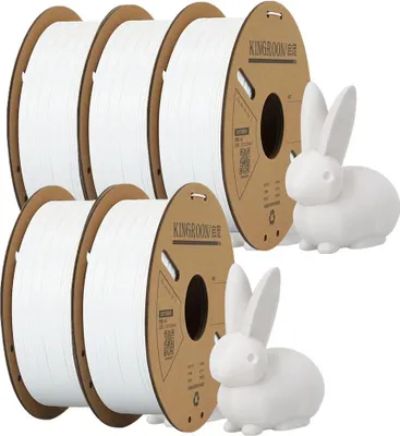 Zdjęcie produktu dla filament do drukarek 3D, średnica 1,75 mm, bez pęcherzyków powietrza, 5 rolek, biały