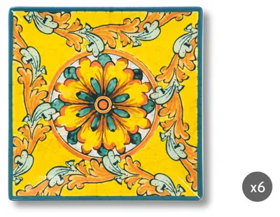 Zdjęcie produktu dla Excelsa zestaw 6 talerzy Trinacria ceramika 24x24 cm wielokolorowy