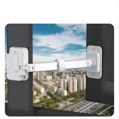 Produktbild von Ibenzoa® 2er-Set Fenstersicherung – verstellbare Kindersicherung 13 & 16 cm, selbstklebend aus Polyamid für Fenster, Gartentüren, Schubladen