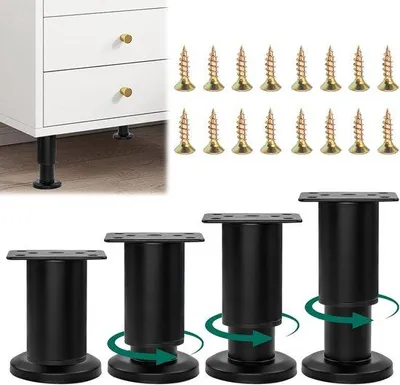 Produktbild von Famanu Möbelbeine verstellbar 80–120 mm schwarz - 4 Stück