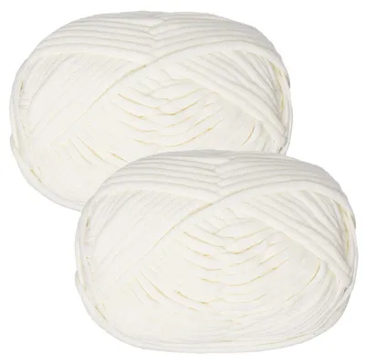 Image de Fil de coton-nylon mélangé, idéal pour le crochet, 2 pelotes de 50g chacune, couleur crème, parfait pour les débutants