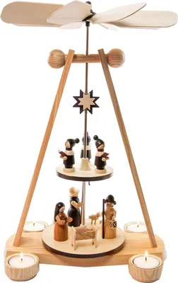 Produktbild von Pyramide Christi Geburt zweistöckig mit Teelichter BxHxT 25x40x19cm NEU