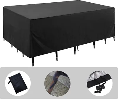 Produktbild von Gartenmöbel Abdeckung Wasserdicht Outdoor Tischabdeckung Winterfest Abdeckplane Gartenmöbel, 420D Oxford Tisch Abdeckhaube Schutzhülle für Gartentisch Sitzgruppe, Rechteckig, 180x120x74cm