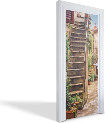 Produktbild von Türaufkleber Innentüren Selbstklebende Kreativ Wandsticker - Alte Steintreppe - 75 x 205 cm