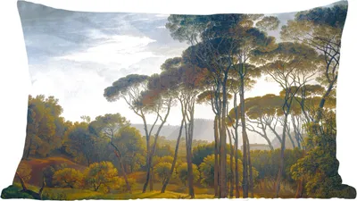 Produktbild von MuchoWow® Zierkissen Sofakissen Wohnzimmer Dekokissen 50x30 cm Italienische Landschaft mit Zirbelkiefer - Kunst - Alte Meister - Wohnzimmerdekoration - Polster mit Photo