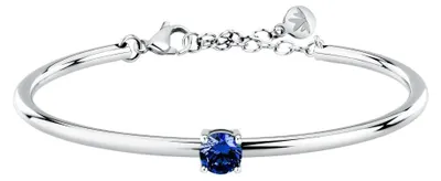 Produktbild von Solides Damenarmband mit blauer Zirkonkette SAKM96