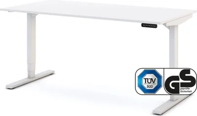 Produktbild von ASSMANN Elektrisch höhenverstellbarer Schreibtisch Y-Line Weiß, 180x80cm, Memoryfunktion, Kollisionsschutz, 2-fach-Motorik