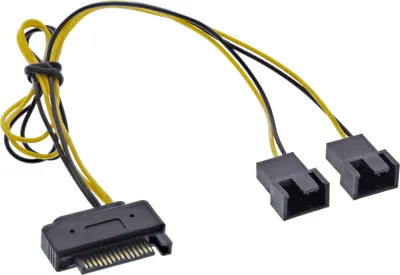 Produktbild von InLine SATA Strom-Y-Kabel, SATA Buchse an 2x Lüfter (2pol) Stecker, 0,30m, 0,3 m, Mehrfarbig, 30 mm, 300 mm, 8 mm, 9 g