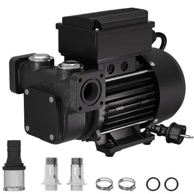 Produktbild von Wiltec Heizöl- und Dieselpumpe 230V 750W 100l/min, Selbstansaugende Umfüllpumpe mit 3 m Ansaughöhe und Rückschlagventil, Absaugpumpe