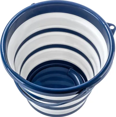 Image de Seau pliable en silicone - Seau de camping - Volume 10 l - Pliable - Portable - Peu encombrant - Pour la pêche et la randonnée