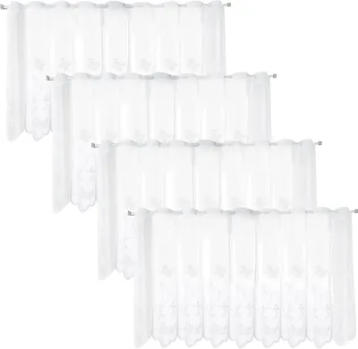 Produktbild von Scheibengardinen 130 x 45 cm, 4 Stück, bestickt, halbtransparent, für Küche