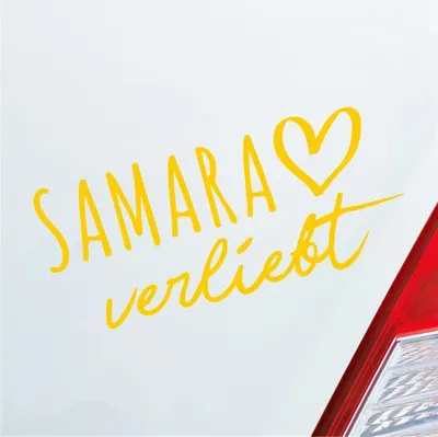Produktbild von Auto Aufkleber Samara verliebt Herz Stadt Heimat Liebe Car 19x9 cm Gelb Sticker Heckscheibenaufkleber