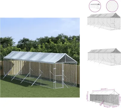 Produktbild von vidaXL Outdoor-Hundezwinger mit Dach Silbern 2x10x2,5 m Stahl Verzinkt - Hundezwinger & -ausläufe
