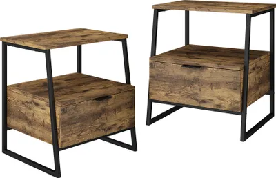 Immagine prodotto di Comodino Vicco Lunor Rovere rustico/nero Set di 2, Model 55282