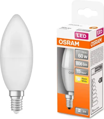 Productafbeelding van Osram LED Lampe Star Classic Kerze 7,5W = 60W E14 matt 806lm warmweiß 2700K