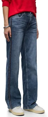 Productafbeelding van Street One jeans met galonstrepen, medium blauw, zachte wassing, maat 31