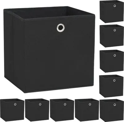 Produktbild von Aufbewahrungsboxen 10 Stk. Vliesstoff 32 x 32 x 32 cm Schwarz