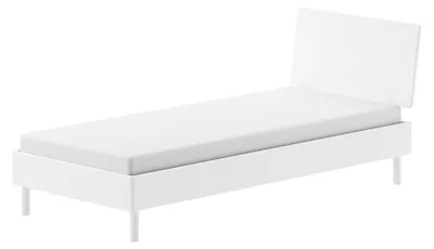 Produktbild von Massivholzbett >Buche massiv< in weiß lackiert - 208x100x95 (BxHxT)
