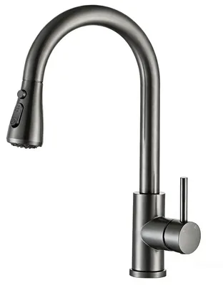 Produktbild von AICA Hochdruck Edelstahl Küchenarmatur Ausziehbar Wasserhahn Küche Mischbatterie Metallic Grau