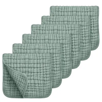 Productafbeelding van Spuugdoekjes, set van 6 – 100% katoen, 30x50 cm, zacht en absorberend, geschikt voor baby's – Donkergroen, babyverzorgingsproducten, cadeaus voor een babyfeest