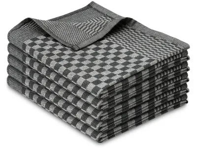 Produktbild von 5er Set Geschirrtücher, 100% Baumwolle, 46x70 cm, saugstark, schwarz kariert, KI-generiertes Bild
