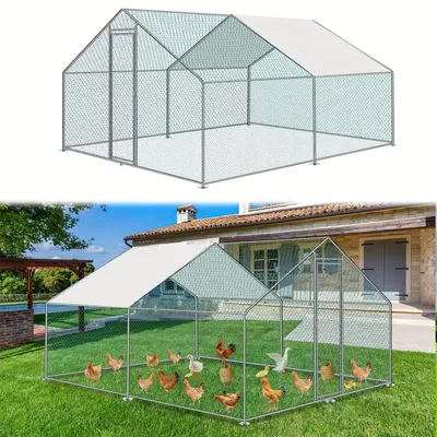 Image de Grande volière galvanisée avec porte verrouillable et auvent étanche pour une utilisation en extérieur