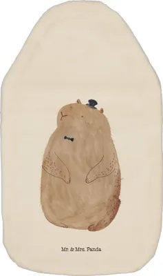Produktbild von Mr. & Mrs. Panda Wärmflasche Murmeltier - Weiß - Geschenk, Freundlichkeit, Respekt, Anstand, Lustige Sprüche, Fröhlichkeit, Wärmekissen, Wärmflaschen mit Bezug, Knigge