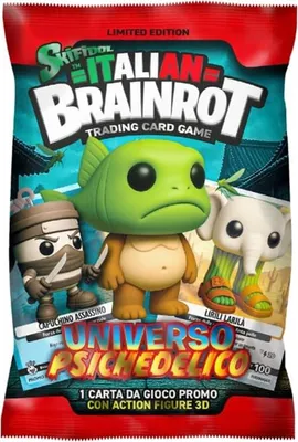 Produktbild von Skifidol Italian Brainrot – Überraschungsbeutel mit Schlüsselanhänger 3D-Action-Figur + 1 Promo-Spielkarte – Psychedelisches Universum – Limited Editi