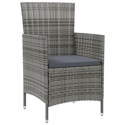 Image de vidaXL Chaises de jardin avec coussins 4 pcs. Poly rotin gris