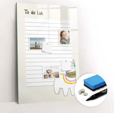Produktbild von Magnetische Wandtafel - Schwarzer Marker + Schwamm + Magnete - 60 x 90 cm - Wishlist