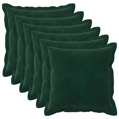 Zdjęcie produktu dla vidaXL Poduszki z poszewkami HOUTEN, 6 sztuk, ciemnozielone, aksamitne