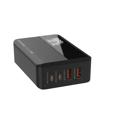 Obrázok produktu pre ColorWay - Charger Cable Adapter adaptér nabíjacieho kábla s 2× USB QC a 2× USB-C PD3.0 PPS, podpora Huawei FCP, VOOC, 100 W, LED displej – čierny