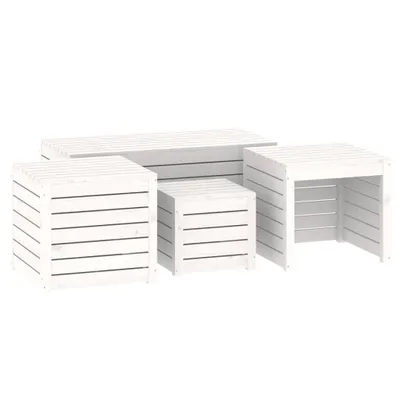 Produktbild von 4-tlg. Gartenbox-Set Weiß Massivholz Kiefer